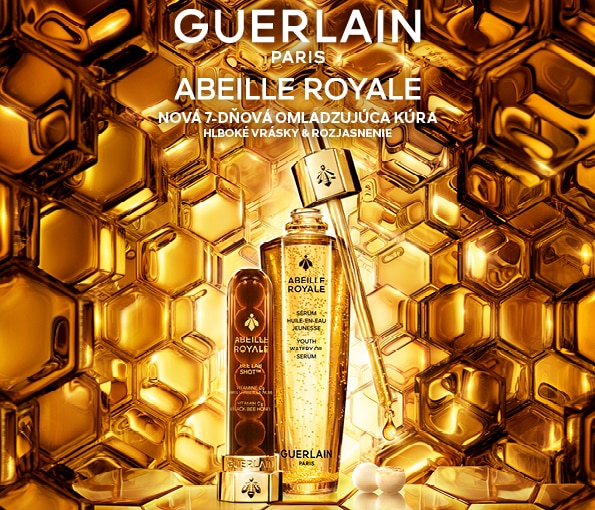Guerlain Abeille Royale – sérum a 7-dňová omladzujúca kúra na hlboké vrásky a rozjasnenie pleti.
